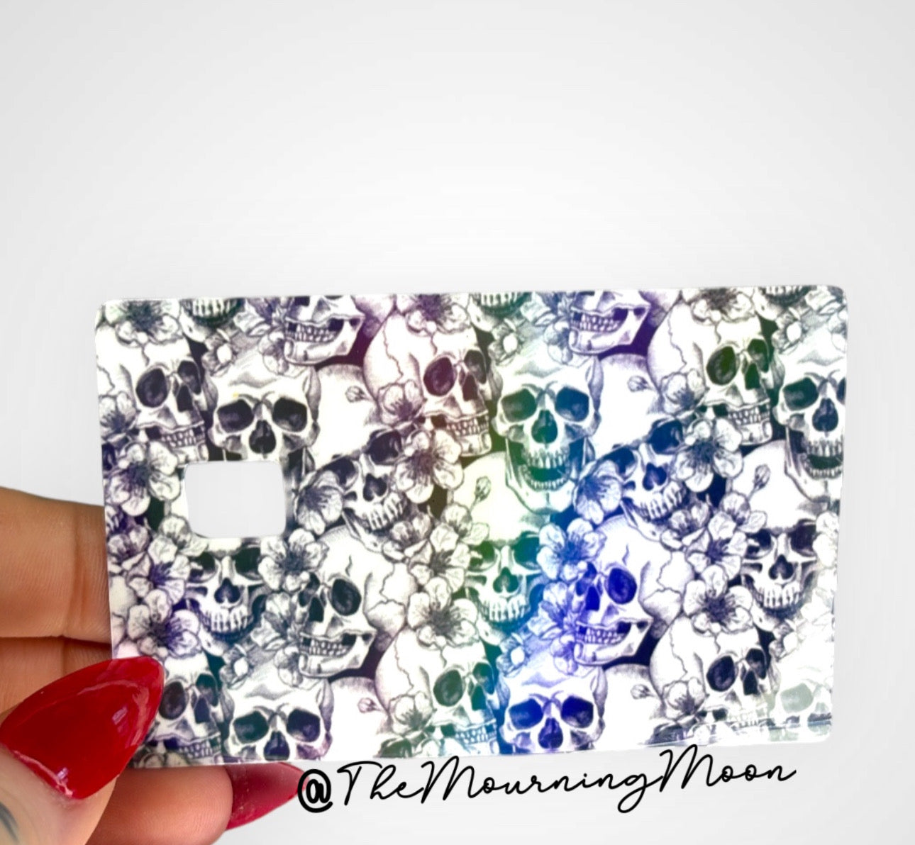Floral skull credit card skin