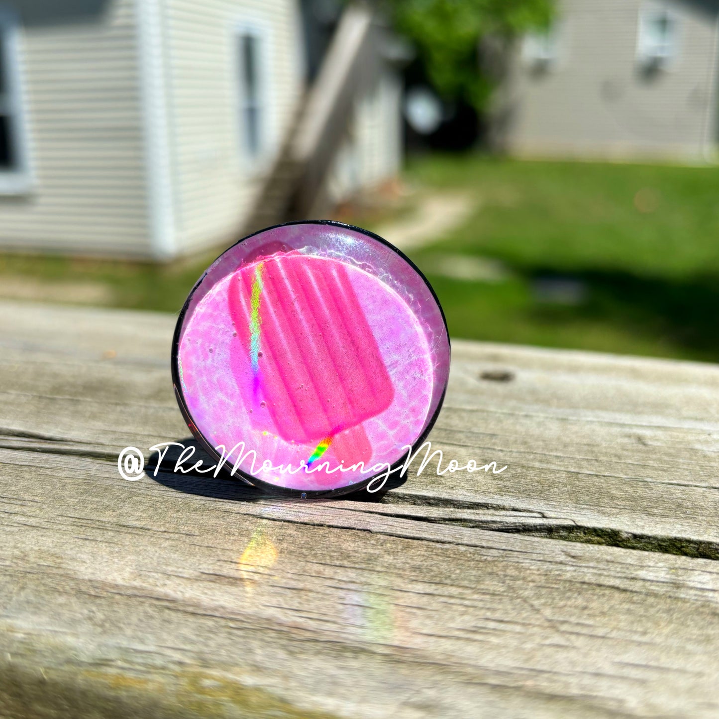 Pink popsicle floatie glass dome phone grip