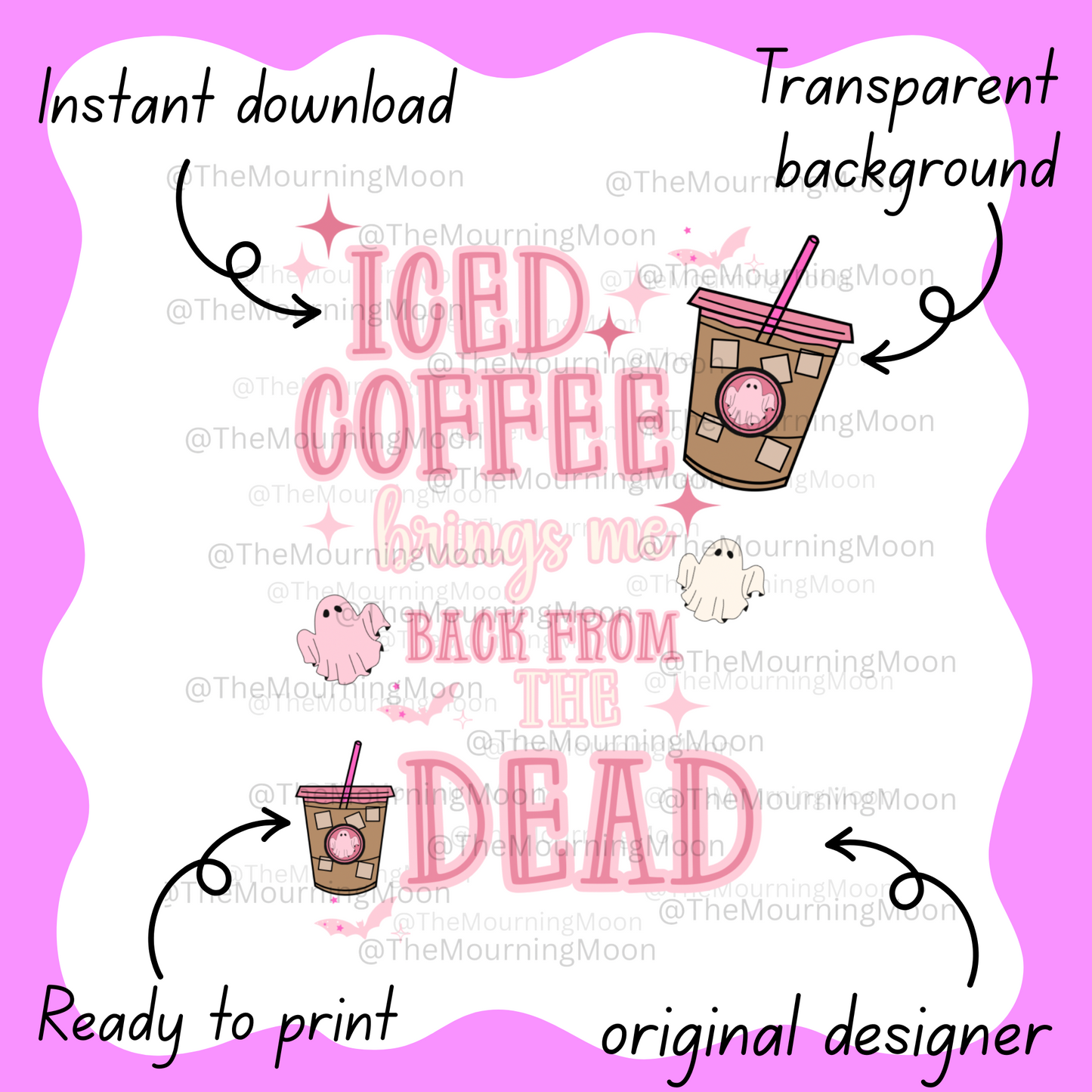 Iced coffee brings me back to life png digital download