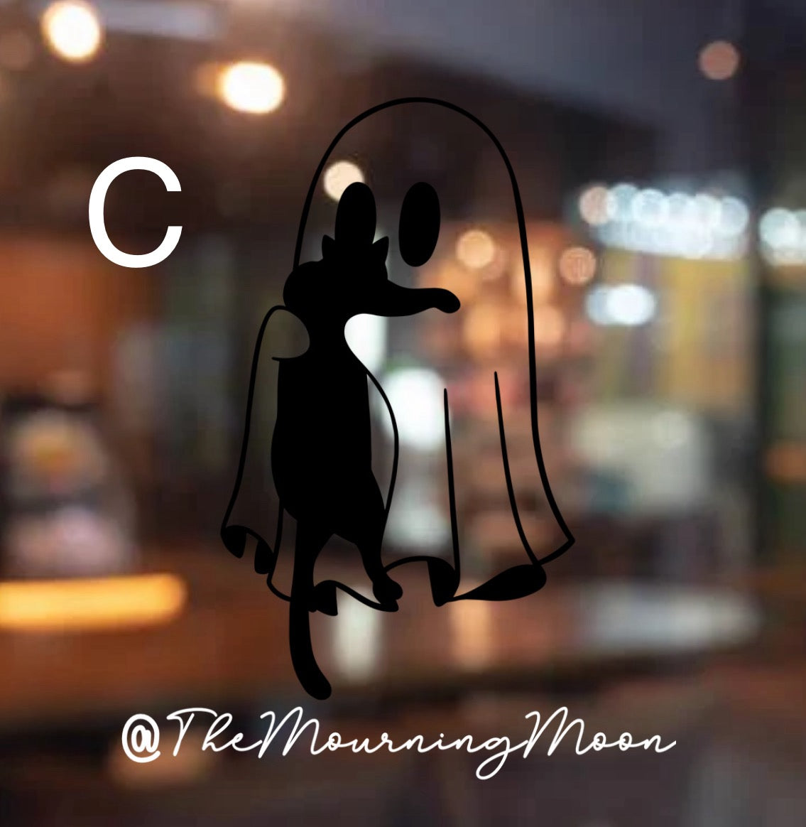 Ghost and cat decal