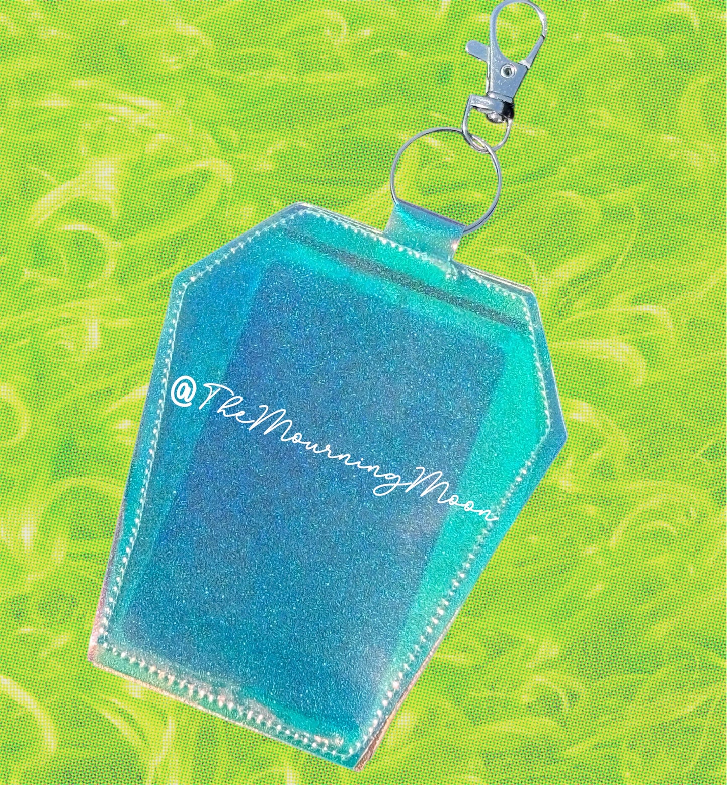 Iridescent Coffin Clip Badge & Card Holder Keychain