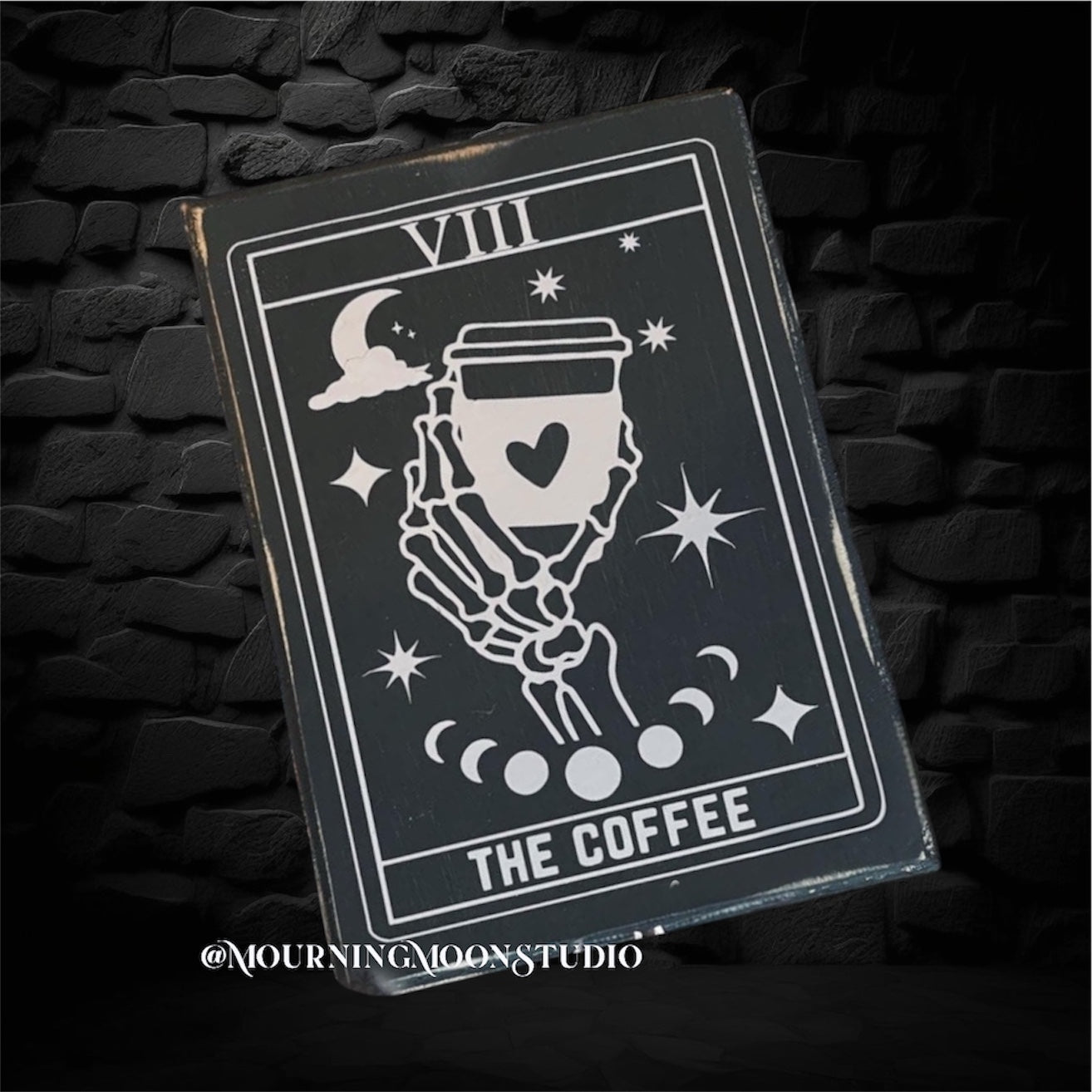The Coffee tarot card wooden sign