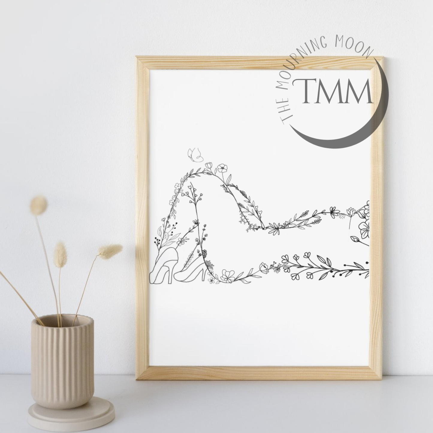 Floral line art commissioned canvas