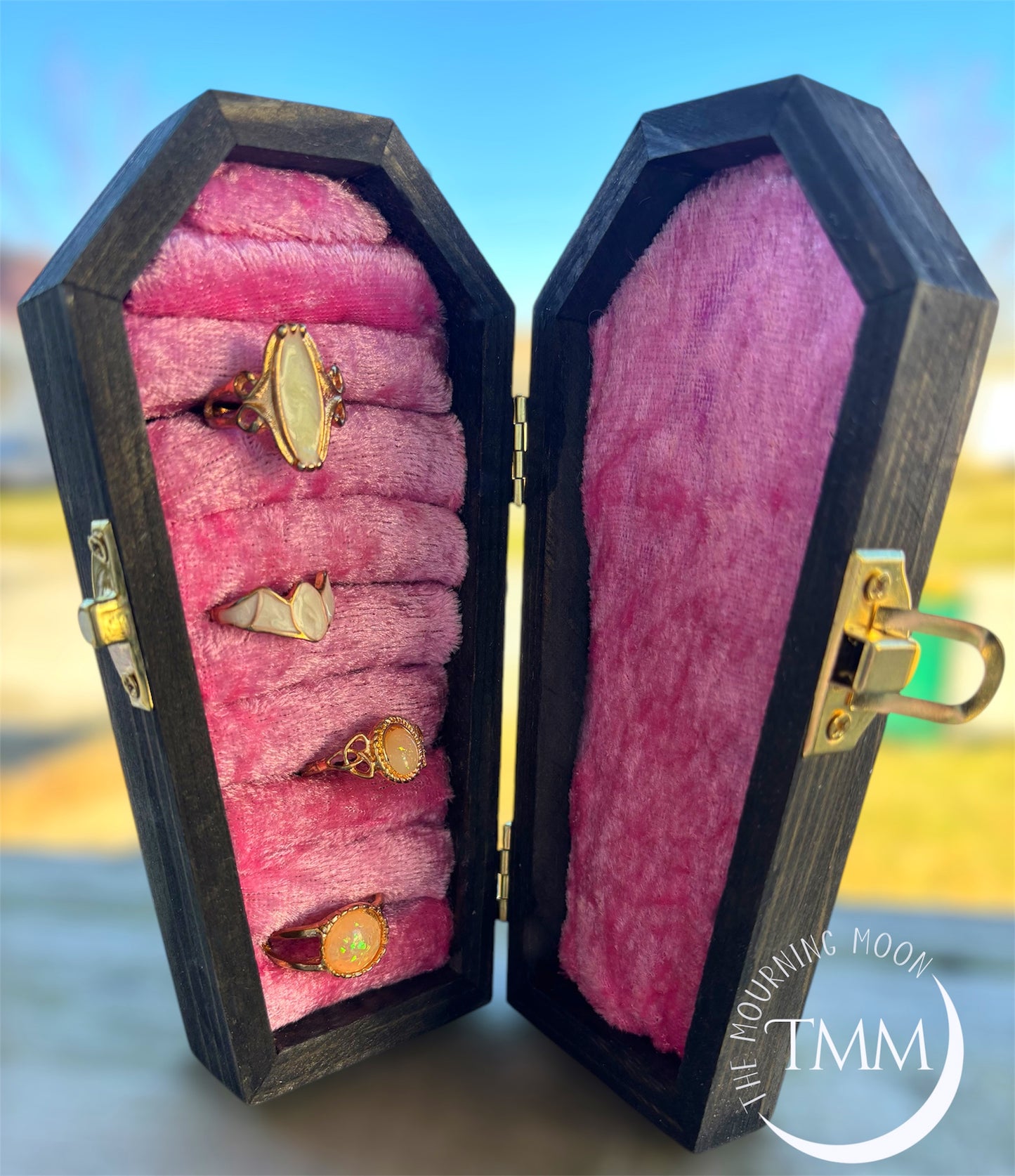 Floral coffin shaped jewelry box