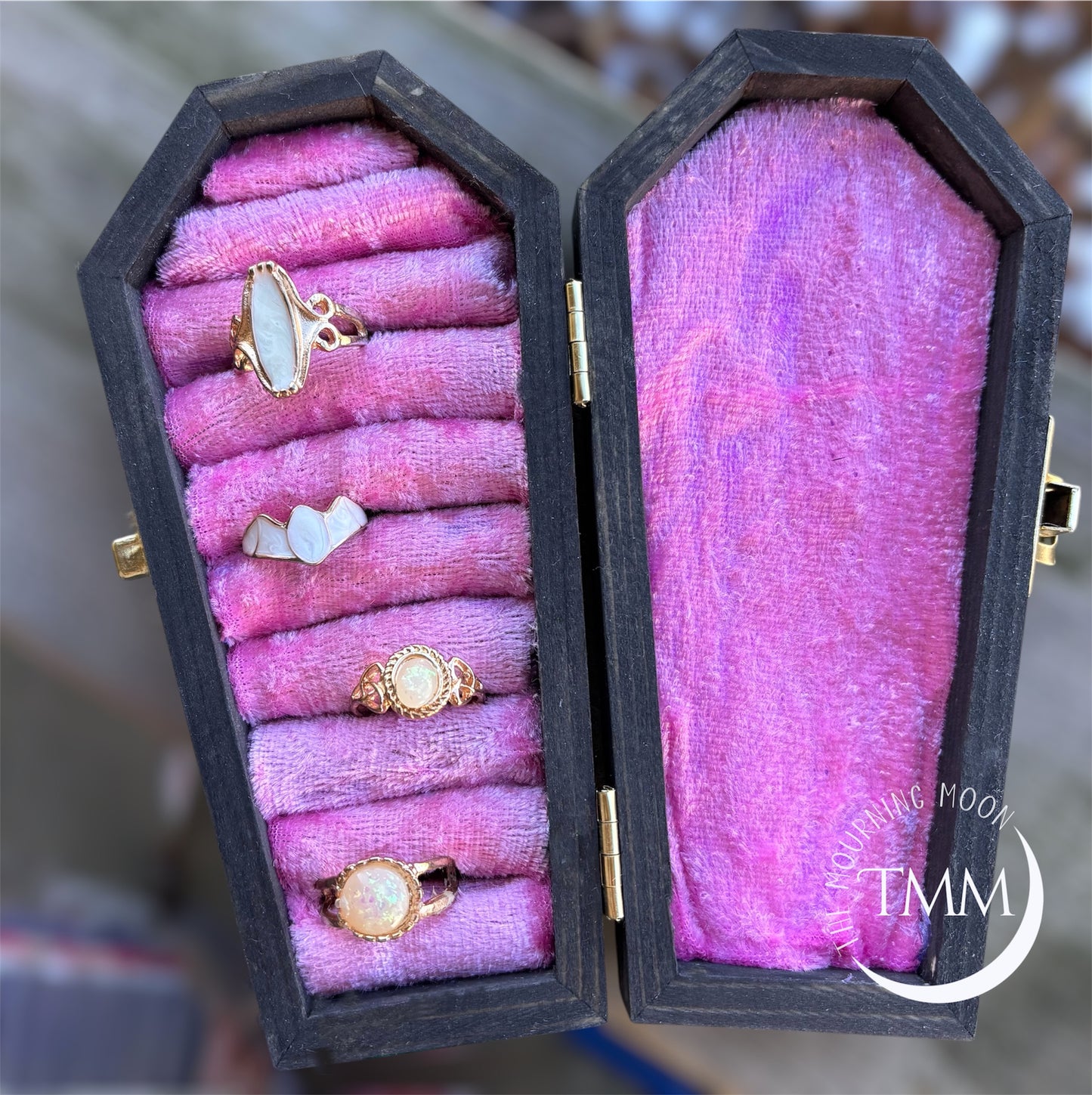 Floral coffin shaped jewelry box