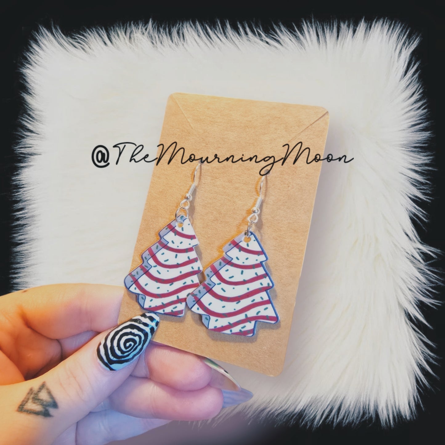 Christmas tree cake earrings