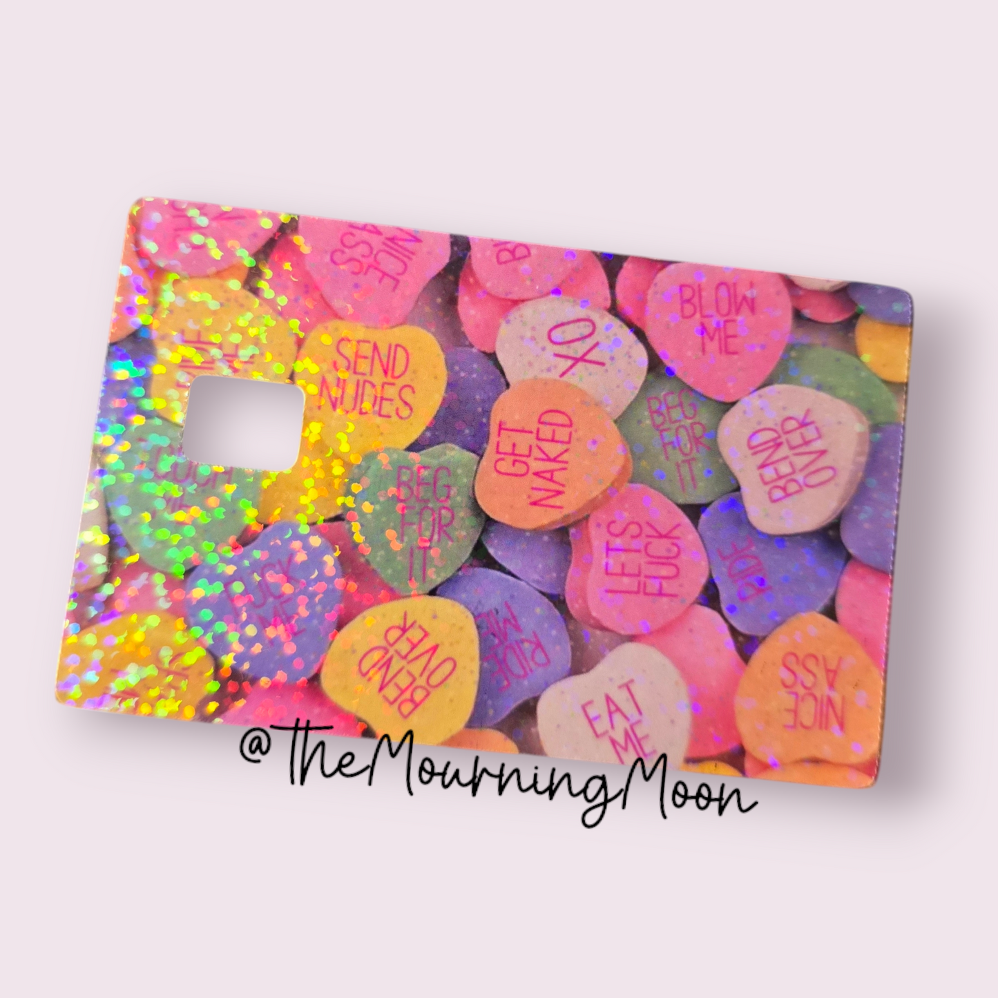 Dirty conversation hearts credit card skin