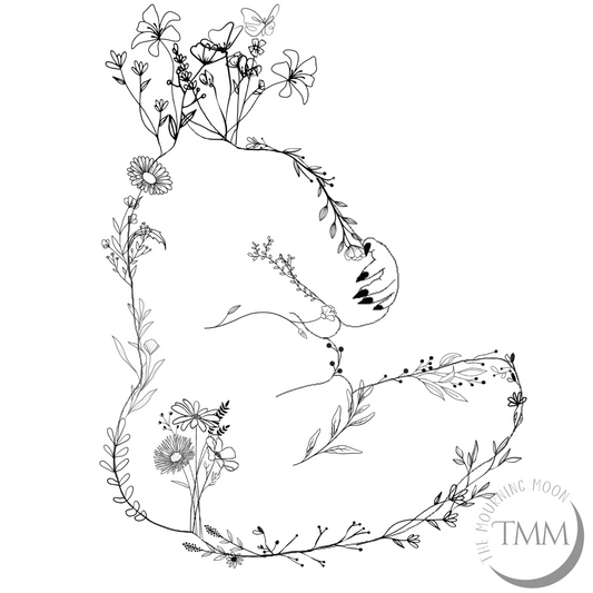 Floral line art portrait digital version