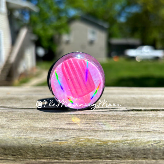 Pink popsicle floatie glass dome phone grip