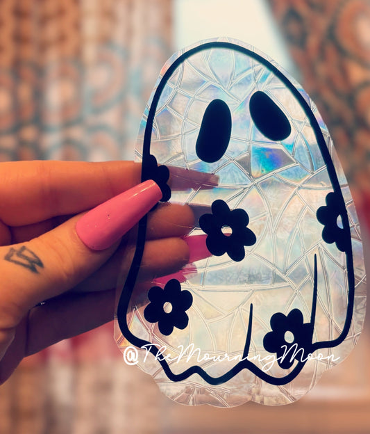 Flower ghost sun catcher window cling