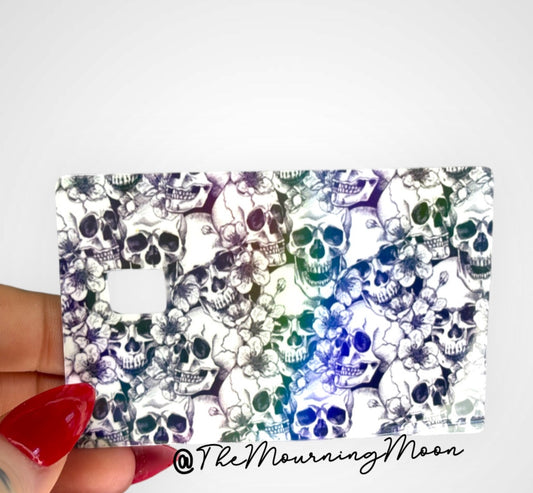 Floral skull credit card skin