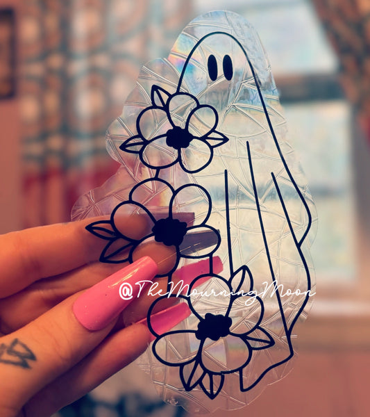 Floral ghost sun catcher window cling