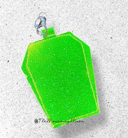 Green holo Coffin Clip Badge & Card Holder Keychain