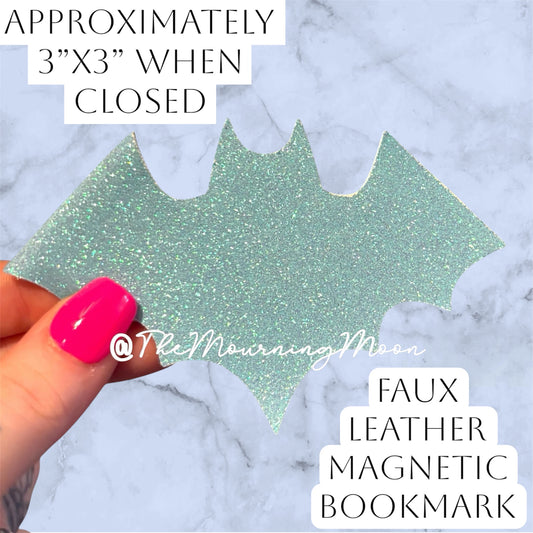 Magnetic faux leather bat bookmark