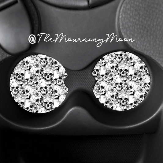 Floral skull car coasters