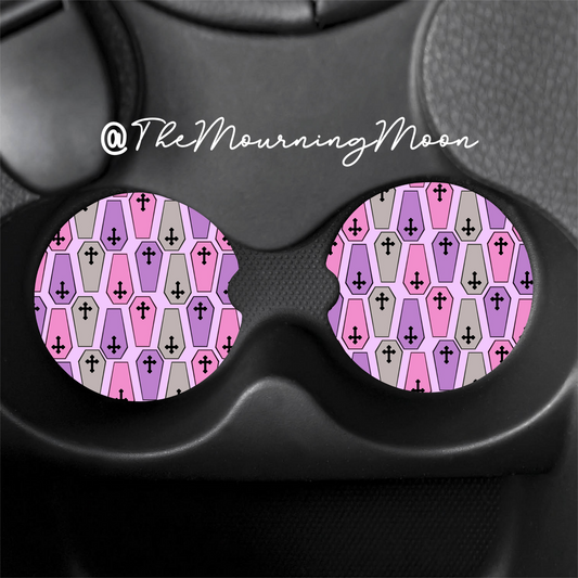 Pastel coffin Car coasters