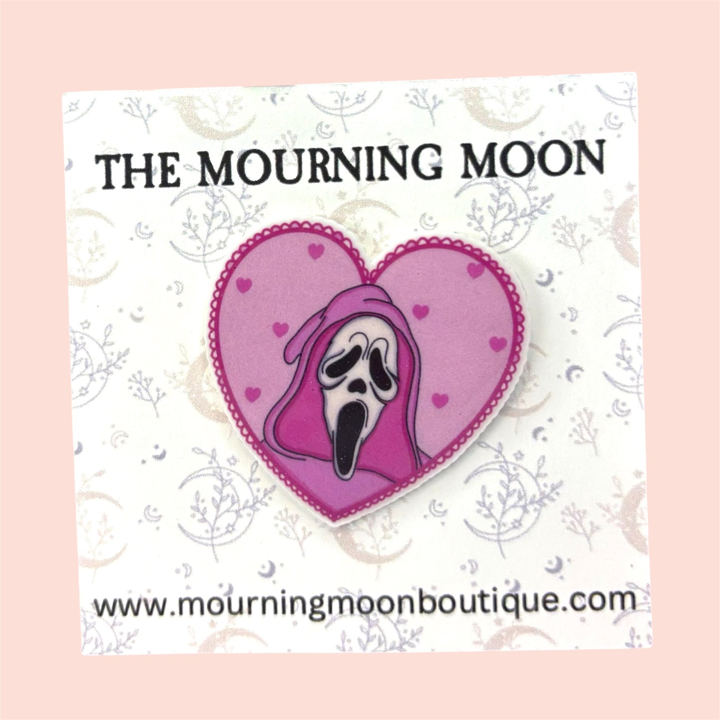 Pink scream heart pin