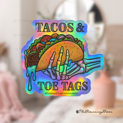 Tacos and toe tags sticker