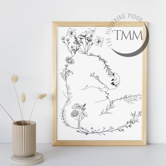Floral line art commissioned canvas