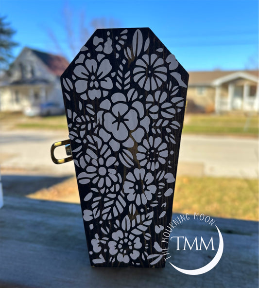 Floral coffin shaped jewelry box