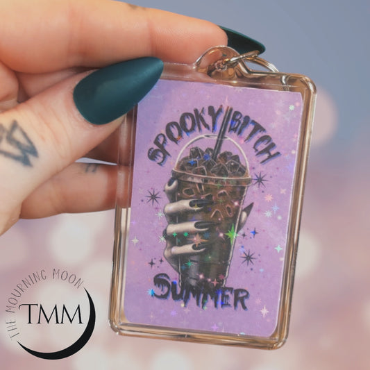 Spooky bitch holographic keychain