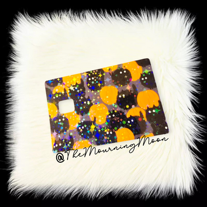 Black cats and pumpkins credit card skin