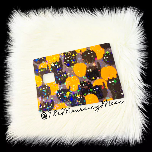 Black cats and pumpkins credit card skin
