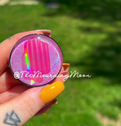 Pink popsicle floatie glass dome phone grip